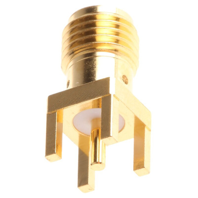 Rosenberger SMA Series, jack PCB Mount SMA Connector, 50Ω, Solder Termination, Straight Body