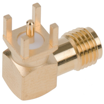 Rosenberger SMA Series, jack PCB Mount SMA Connector, 50Ω, Solder Termination, Right Angle Body