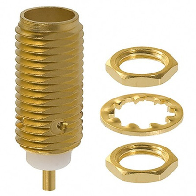 Cinch Connectors SMA Series, jack Panel Mount SMA Connector, 50Ω, Solder Termination, Straight Body