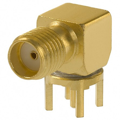 Cinch Connectors SMA Series, jack PCB Mount SMA Connector, 50Ω, Solder Termination, Right Angle Body