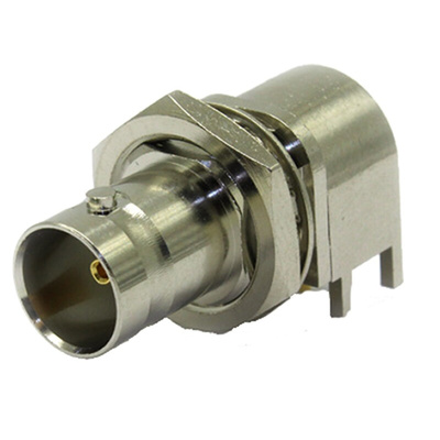 COAX Connectors, jack PCB Mount BNC Connector, 75Ω, Through Hole Termination, Right Angle Body