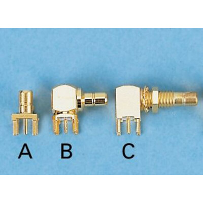 binder, jack Through Hole SMB Connector, 50Ω, Solder Termination, Right Angle Body