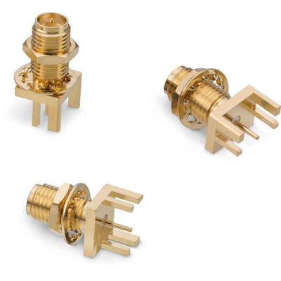 Wurth Elektronik WR-RPSMA Series, jack Edge Mount SMA Connector, Solder Termination, Straight Body