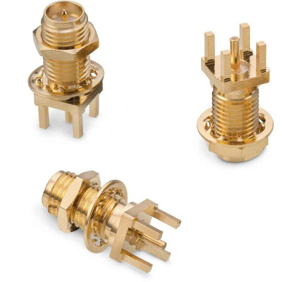Wurth Elektronik WR-RPSMA Series, jack PCB Mount SMA Connector, Solder Termination, Straight Body