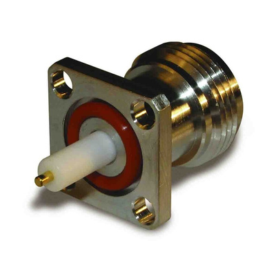 Amphenol RF N-Type Series, jack Flange Mount SMA Connector, 50Ω, Solder Termination, Straight Body