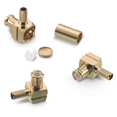 Wurth Elektronik WR-MCX Series, Plug Cable Mount MCX Connector, 50Ω, Crimp Termination, Right Angle Body