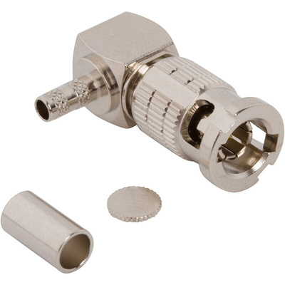 Amphenol RF HD-BNC Series Plug Cable Mount HD-BNC Connector, Crimp Termination, Right Angle Body