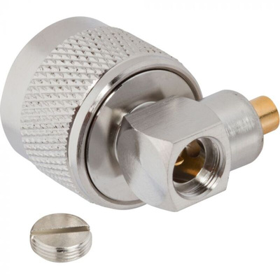 Amphenol RF Plug Cable Mount N Connector, Solder Termination, Right Angle Body