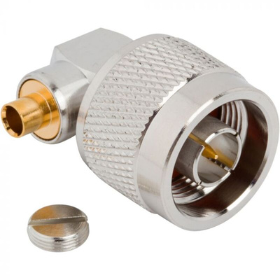 Amphenol RF Plug Cable Mount N Connector, Solder Termination, Right Angle Body