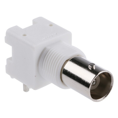 TE Connectivity, jack PCB Mount BNC Connector, 50Ω, Through Hole Termination, Right Angle Body