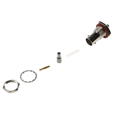 TE Connectivity, jack Panel Mount BNC Connector, 50Ω, Crimp Termination, Straight Body