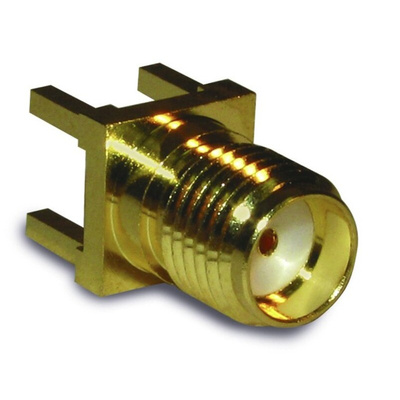 Amphenol RF, jack PCB Mount SMA Connector, 50Ω, Solder Termination, Straight Body