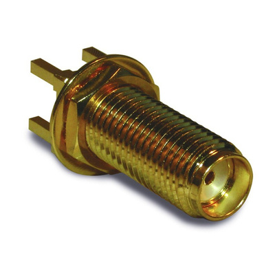 Amphenol RF, jack PCB Mount SMA Connector, 50Ω, Solder Termination, Straight Body