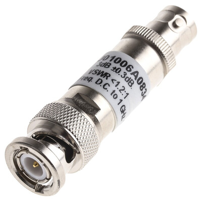 50Ω RF Attenuator Straight BNC Connector BNC Plug to BNC Socket 3dB, Operating Frequency 0 → 1GHz