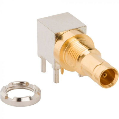 Amphenol RF, jack Bulkhead 1.0/2.3 Connector, Solder Termination, Right Angle Body