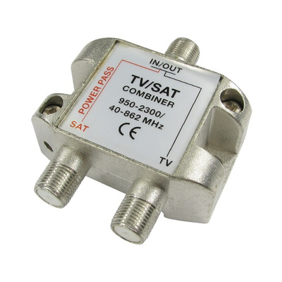 RS PRO TV Aerial RF Splitter F Socket to F & TV Socket