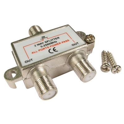 RS PRO F Connector/F Connector RF Splitter F Socket to 2 x F Socket