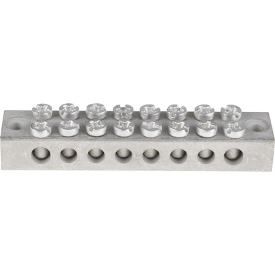 RS PRO 8-Way Double Screw Earth Terminal Block, 0 → 16 AWG Wire, Screw Down, Brass Housing