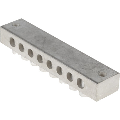 RS PRO 8-Way Double Screw Earth Terminal Block, 0 → 16 AWG Wire, Screw Down, Brass Housing