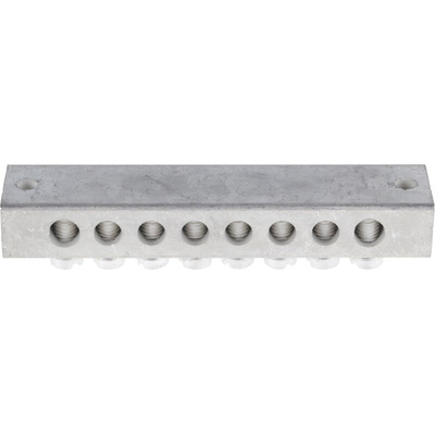 RS PRO 8-Way Double Screw Earth Terminal Block, 0 → 16 AWG Wire, Screw Down, Brass Housing