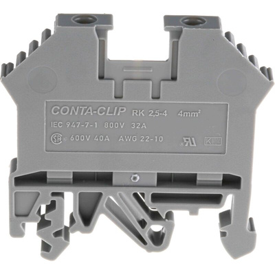 RS PRO Grey DIN Rail Terminal Block, 0.2 → 4mm², Single-Level