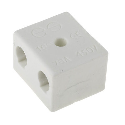 RS PRO Non-Fused Terminal Block, 2-Way, 76A, 6 AWG Wire, Screw Down Termination