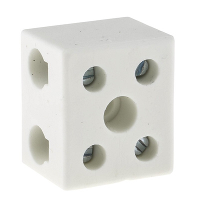 RS PRO Non-Fused Terminal Block, 2-Way, 76A, 6 AWG Wire, Screw Down Termination