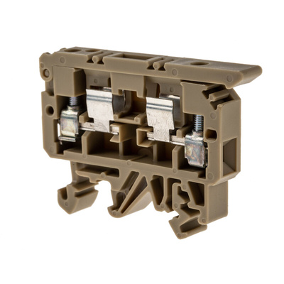 RS PRO Beige Disconnect Terminal Block, 4mm², Single-Level, Screw Termination