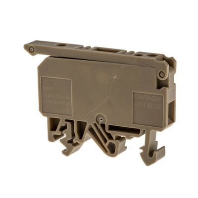 RS PRO Beige Disconnect Terminal Block, 4mm², Single-Level, Screw Termination