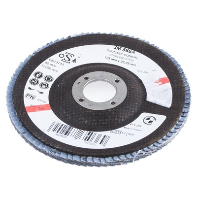 3M 566A Zirconia Aluminium Flap Disc, 125mm, Fine Grade, P120 Grit, PN65026