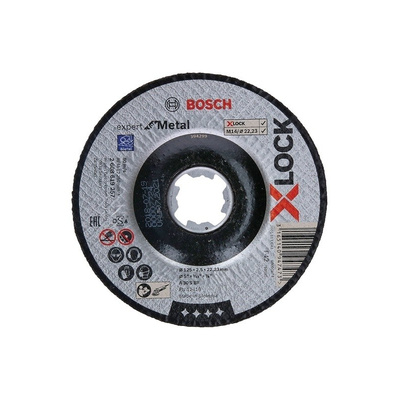 Bosch X-Lock Aluminium Oxide Cutting Disc, 125mm x 2.5mm Thick, P80 Grit, 1 in pack