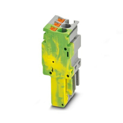 Phoenix Contact PP-H 2.5/ 3 (1GNYE/2GY) Series Terminal Plug for Use with Din Rail, 24A