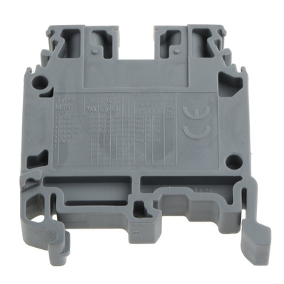 Entrelec SNA Series Grey DIN Rail Terminal Block, 6mm², Single-Level, Screw Termination