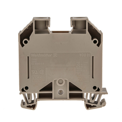 Weidmuller WDU Series Brown Feed Through Terminal Block, 35mm², Single-Level, Screw Termination, ATEX