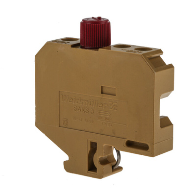 Weidmuller SAKS Series Yellow Fused DIN Rail Terminal, Single-Level, Screw Termination, Fused