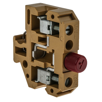 Weidmuller SAKS Series Yellow Fused DIN Rail Terminal, Single-Level, Screw Termination, Fused