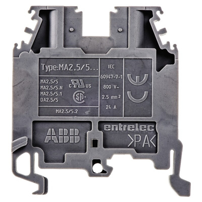 Entrelec SNA Series Grey DIN Rail Terminal Block, 2.5mm², Single-Level, Screw Termination
