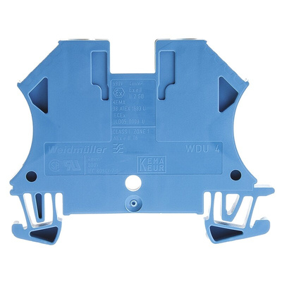 Weidmuller WDU Series Blue Feed Through Terminal Block, 4mm², Single-Level, Screw Termination, ATEX