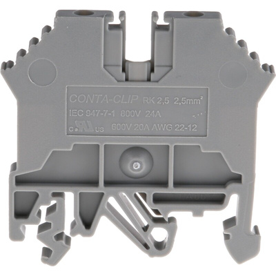 RS PRO Grey Feed Through Terminal Block, 0.2 → 2.5mm², Single-Level