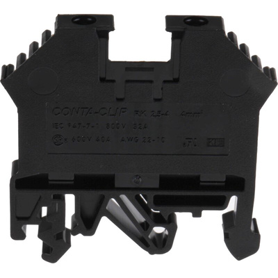 RS PRO Black DIN Rail Terminal Block, 0.2 → 4mm², Single-Level