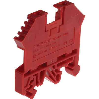 RS PRO Red DIN Rail Terminal Block, 0.2 → 4mm², Single-Level