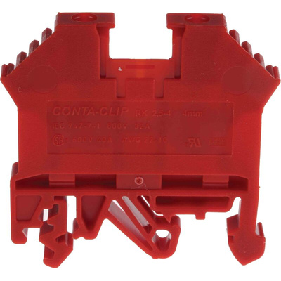 RS PRO Red DIN Rail Terminal Block, 0.2 → 4mm², Single-Level
