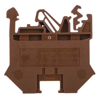 RS PRO Brown DIN Rail Terminal Block, 0.2 → 4mm², Single-Level