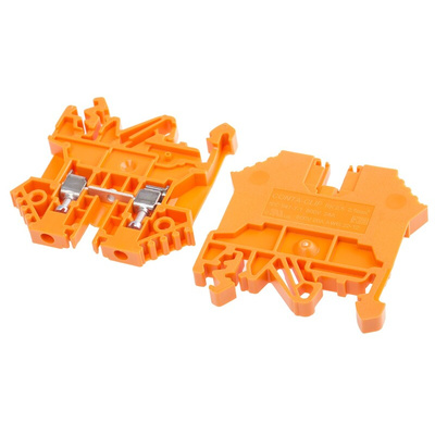 RS PRO Orange DIN Rail Terminal Block, 0.2 → 2.5mm², Single-Level