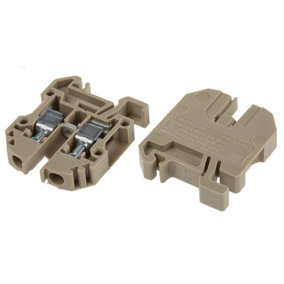 RS PRO Brown DIN Rail Terminal Block, 0.2 → 4mm², Single-Level