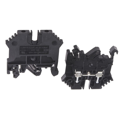RS PRO Black DIN Rail Terminal Block, 0.2 → 2.5mm², Single-Level