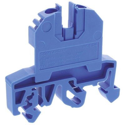 RS PRO Blue DIN Rail Terminal Block, 0.2 → 4mm², Screw Termination