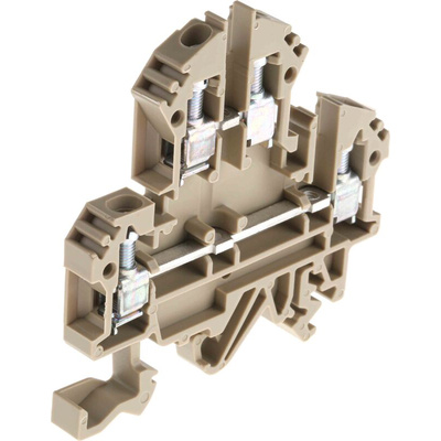 RS PRO Brown Double Level Terminal Block, 0.5 → 4mm², Double-Level, Screw Termination