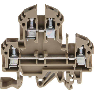 RS PRO Brown Double Level Terminal Block, 0.5 → 4mm², Double-Level, Screw Termination