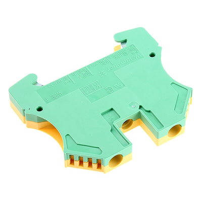 Weidmuller WPE Series Green/Yellow DIN Rail Terminal Block, 0.5 → 10mm², Single-Level, Screw Termination, ATEX